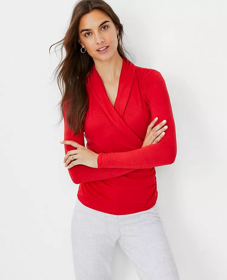 Shawl Collar Wrap Top | Ann Taylor (US)