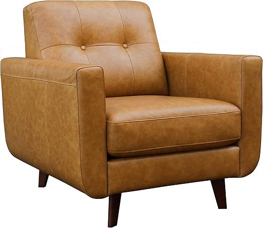 Amazon Brand - Rivet Sloane Mid-Century Modern Living Room Armchair, 32.7"W, Caramel Leather | Amazon (US)