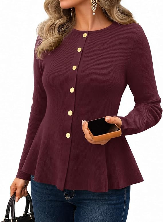 MEROKEETY Long Sleeve Fitted Waist Cardigan Sweaters for Women 2026 Fall | Amazon (US)