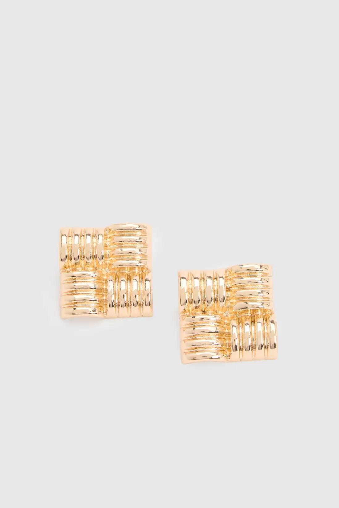 Gold boohoo Embossed Square Stud Earrings | PrettyLittleThing USA | PrettyLittleThing US