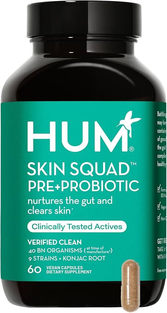 HUM Skin Squad - Probiotic Supplement for Clear Skin & Gut Health - Microbiome Probiotics for Pro... | Amazon (US)