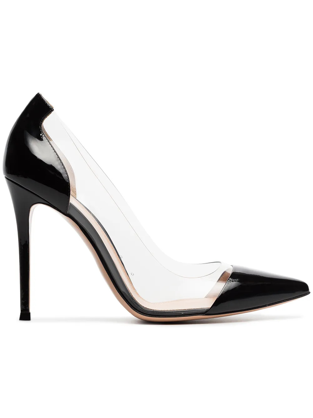 Gianvito Rossi Black And Transparent Plexi 105 PVC Pumps - Farfetch | Farfetch Global