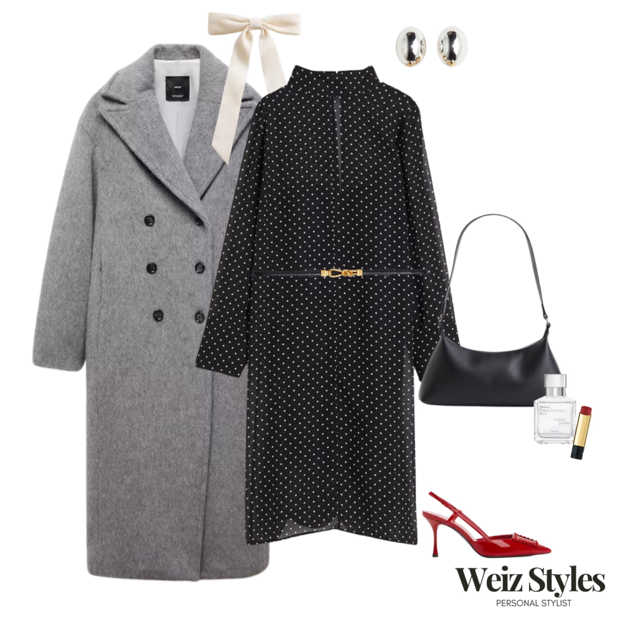 Happy February ❤️ the month of love is here and what better way to celebrate than with an outfit that makes you feel fabulous! ✨

This sophisticated combination is perfect for date night! A classic polka dot dress paired with some sexy red heels, a dash of red lipstick and cute hair bow and you are good to go! 🥂

Have you got a special event coming up? Need some help finding your perfect outfit? Get in touch and I can make it happen 💌 hello@weizstyles.com ✨

Grey, coat, mango, H&M, dress, polka dot, bag, black, red, belt, waist, sexy, bow, hair clip, John Lewis, perfume, lipstick, lip, lippy, stilettos, heels, date night, love, valentines, galentines, earrings, silver, pop of colour, handbag, dress, midi, elegant, classic, chic, feminine, confidence, styling, personal stylist, wants to wear, outfit ideas, date night look, Weiz styles 

#LTKstyletip #LTKeurope #LTKSeasonal