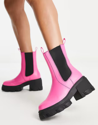 Daisy Street split sole chunky ankle boots in hot pink | ASOS (Global)