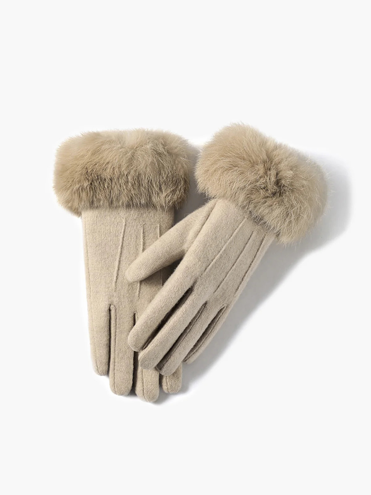 Fur Trim Cashmere Gloves | Commense