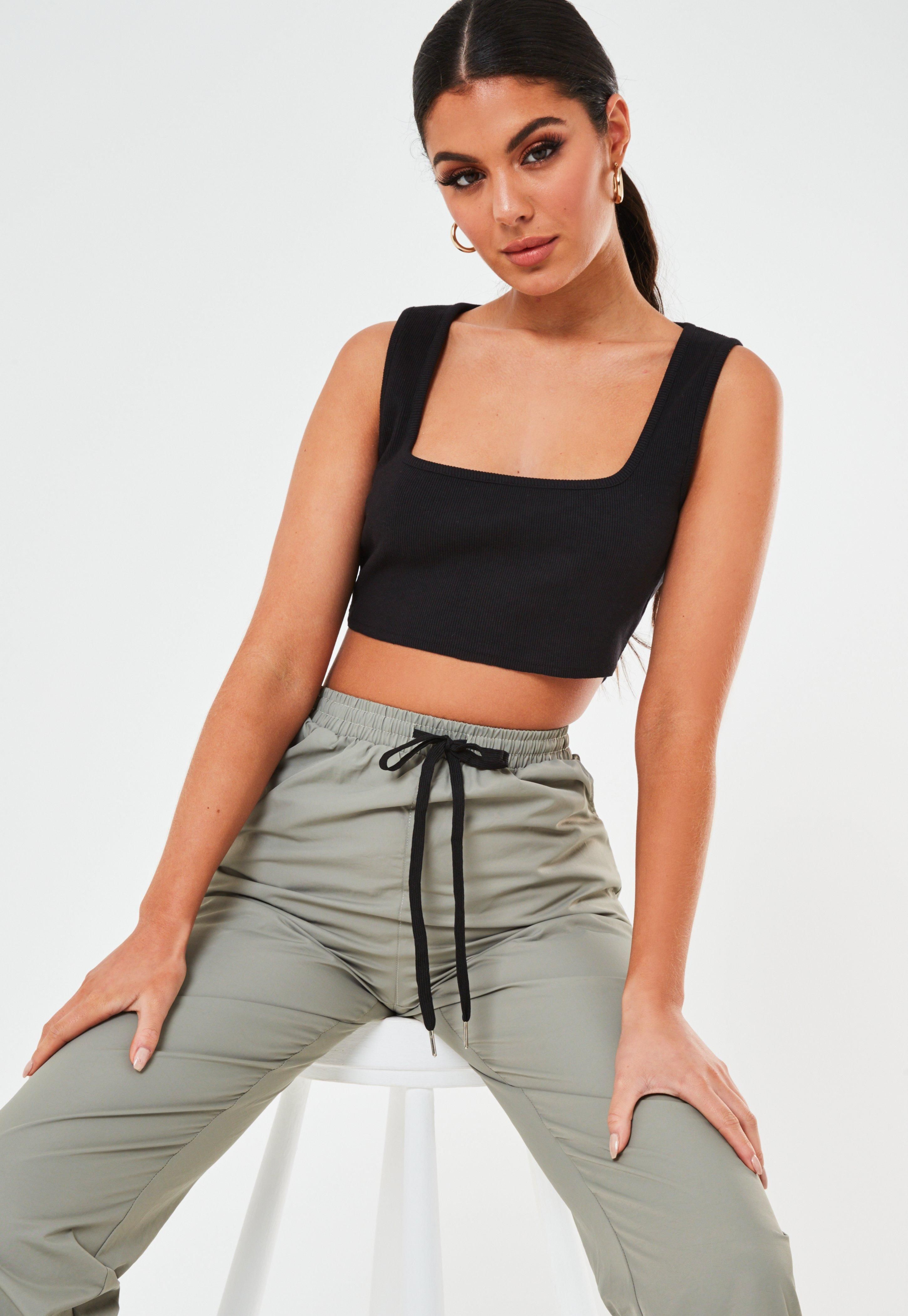 Black Ribbed Crop Tank Top | Missguided (US & CA)