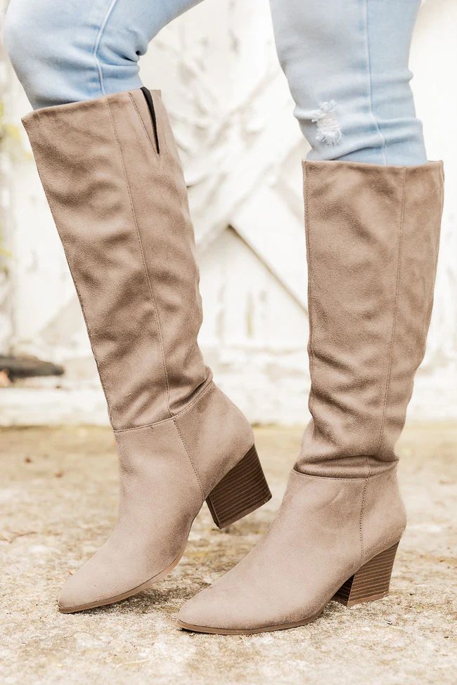 Marlee Taupe Pointed Toe Suede Boots FINAL SALE | Pink Lily