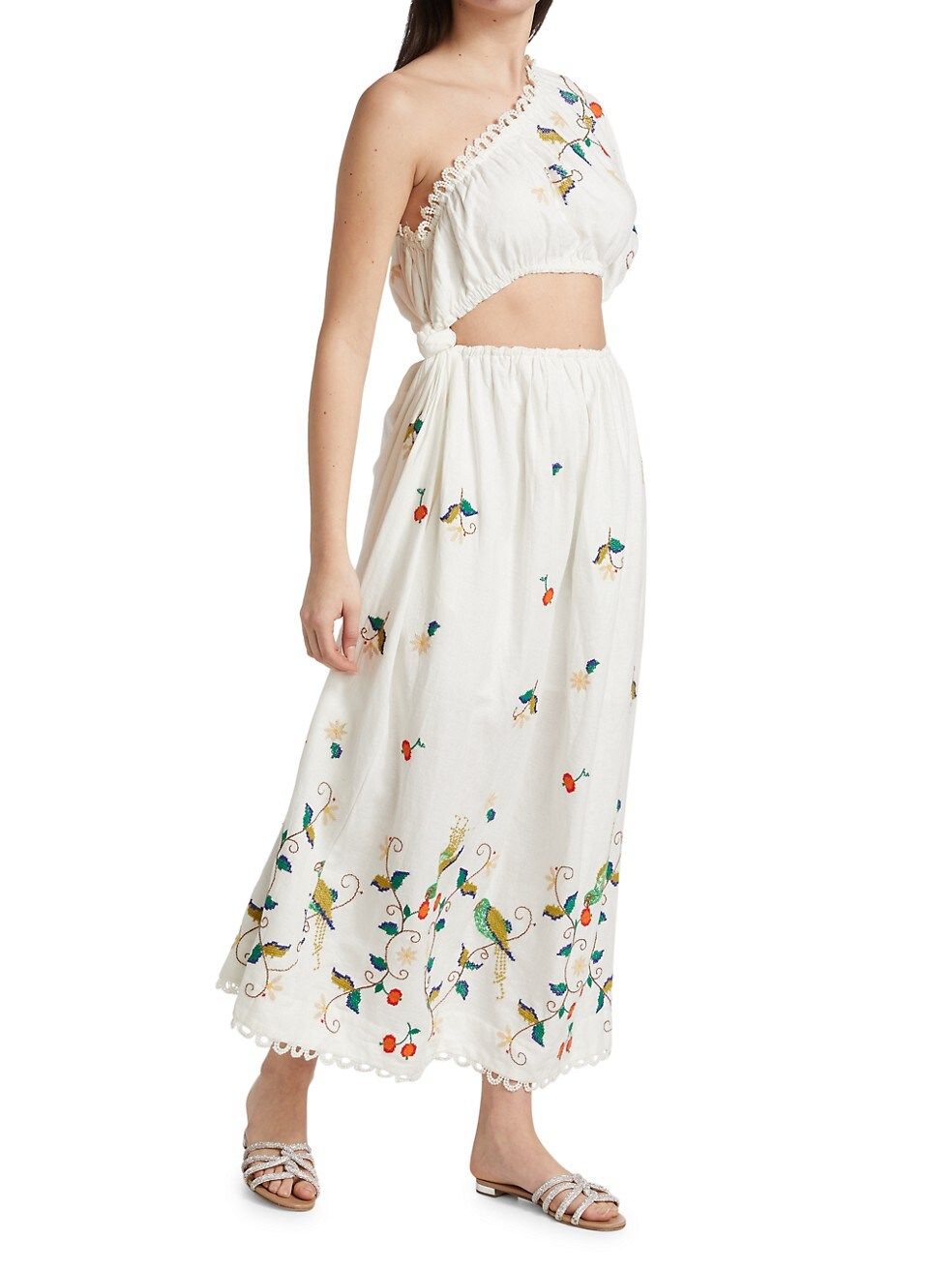 Pitanga Embroidered One-Shoulder Cut-Out Maxi Dress | Saks Fifth Avenue