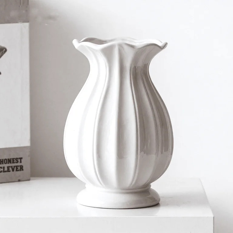 White Ceramic Vase Modern Decorative Vase Home Decor Accents for Living Room Table Centerpiece 7.... | Walmart (US)