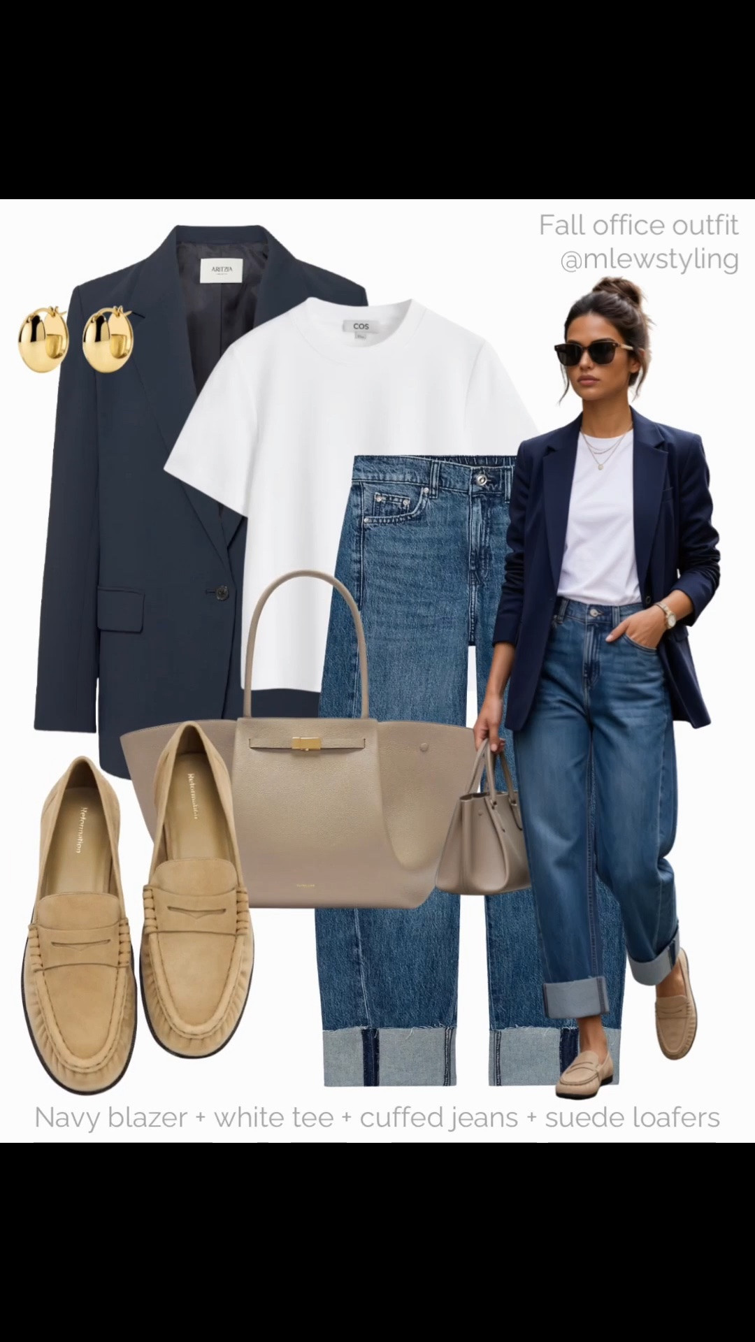 Navy blazer + white tee + cuffed jeans + suede loafers 💙

Tags: fall outfit, casual workwear, Zara denim, demellier tote bag, reformation loafers, autumn office outfit, capsule wardrobe, outfit formulas

#LTKfall #LTKjeans #LTKworkwear