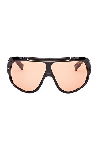 Rellen Sunglasses in Shiny Black & Terracotta | Revolve Clothing (Global)