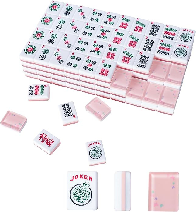American Mahjong Tile Set with 166 Quality Acrylic Tiles (1.2" Pink, Tiles Only), Mahjong Game Se... | Amazon (US)