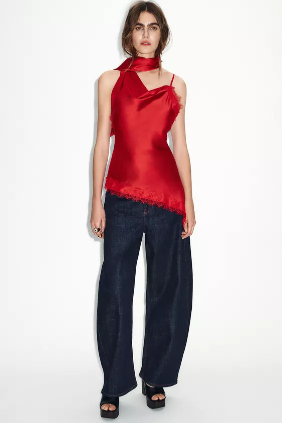 COMBINED LACE CAMISOLE TOP | Zara US