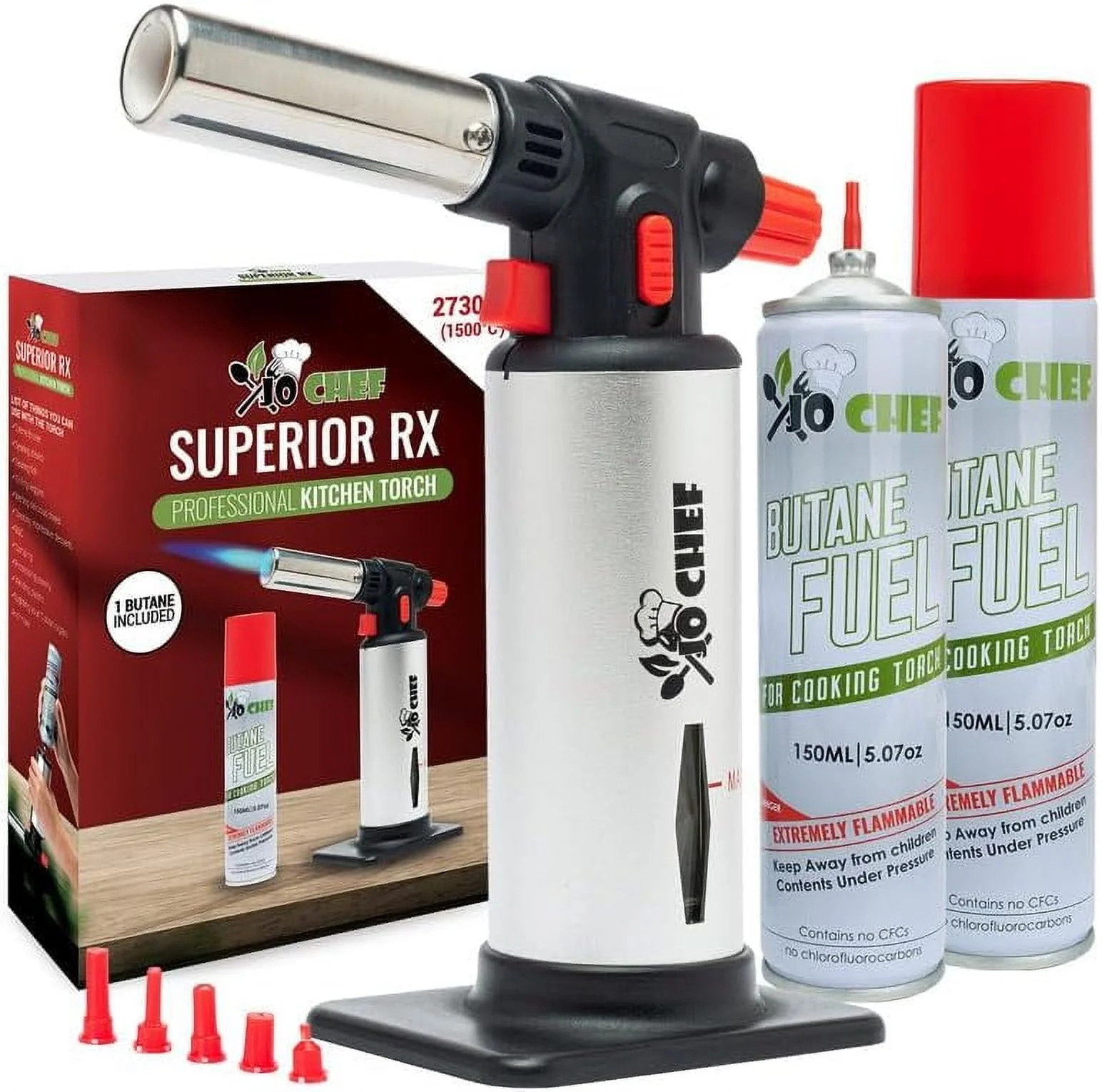 Jo Chef Kitchen Torch Butane included, Refillable Torch Lighter, Creme Brulee Butane Torch gun Wi... | Walmart (US)