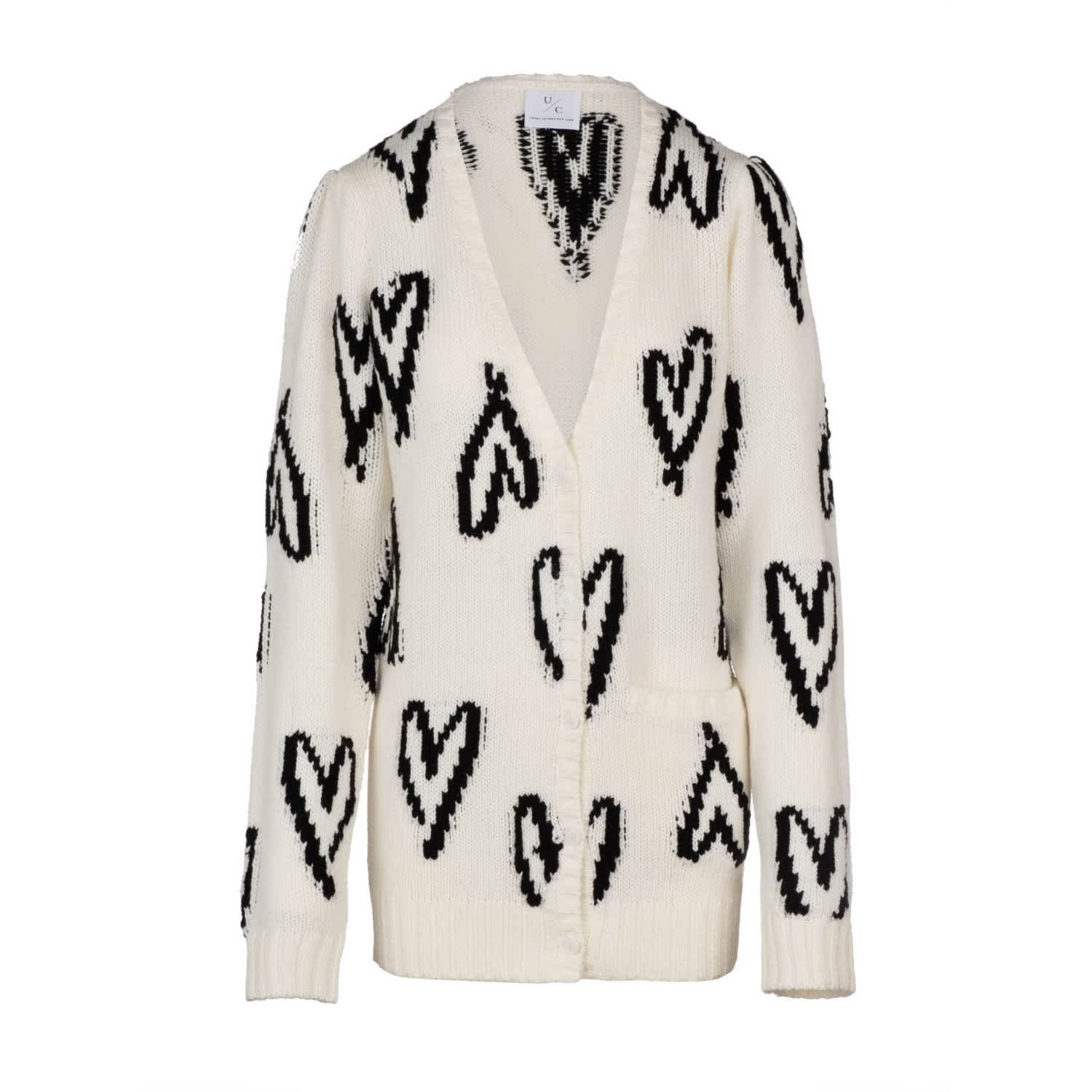 Scribble Heart Cardigan Cream | Wolf and Badger (Global excl. US)