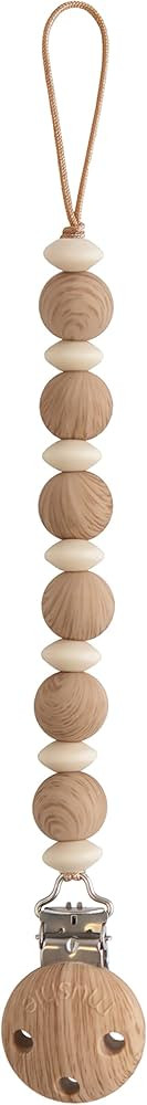 mushie 100% Silicone Baby Pacifier Clip BPA Free | Luna (Faux Wood) | Amazon (US)