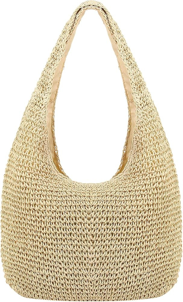 Naimo Women Straw Beach Shoulder Bag Woven Tote Handbag Large Handmade Weaving Summer Casual Hobo... | Amazon (US)