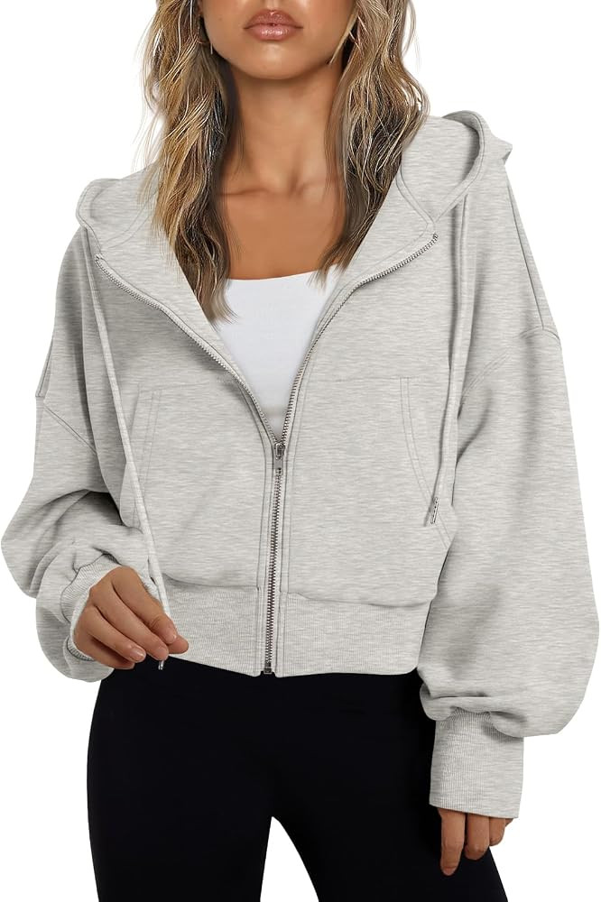 Trendy Queen Womens Zip Up Hoodies Cropped Jackets Fall Outfits 2026 | Amazon (US)