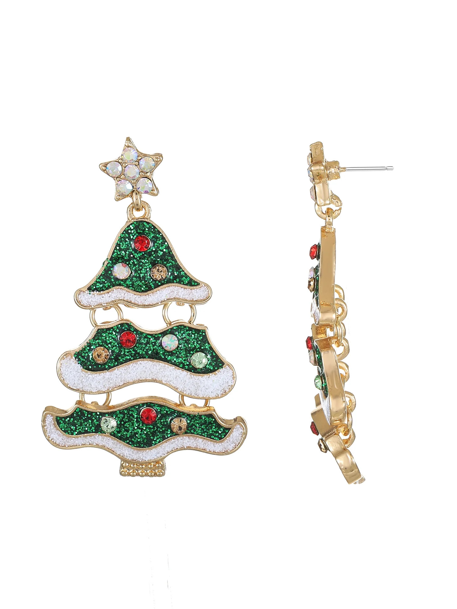 Holiday Time Goldtone Christmas Tree Earrings, 1 Pair | Walmart (US)