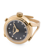 Women's Gold Tone Stainless Steel Black Dial Ring Watch | Mother's Day Gifts | Marshalls | Marshalls