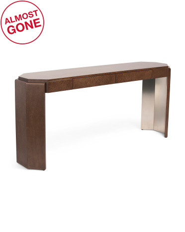 72.25x17x32 Maple And Metal Origins Birdseye Console Table | TJ Maxx