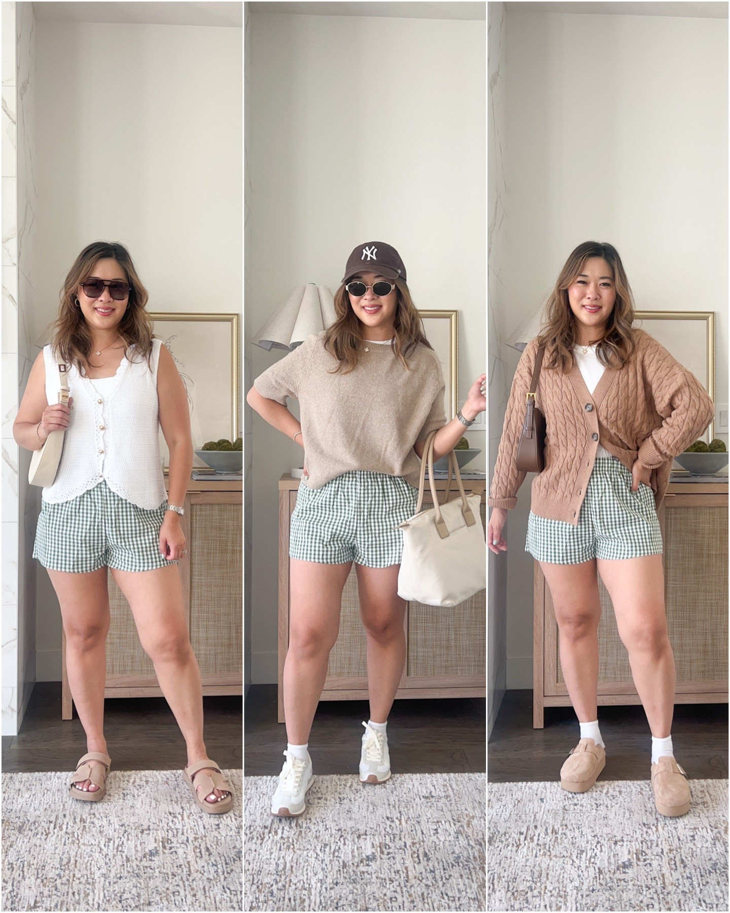 Boxer Shorts for Summer to Fall
Sweater Vest: Medium
Boxer Shorts: Medium 
Muscle Tank: Medium
Short Sleeve Sweater: Large
Chunky Knit Cardigan: Medium 