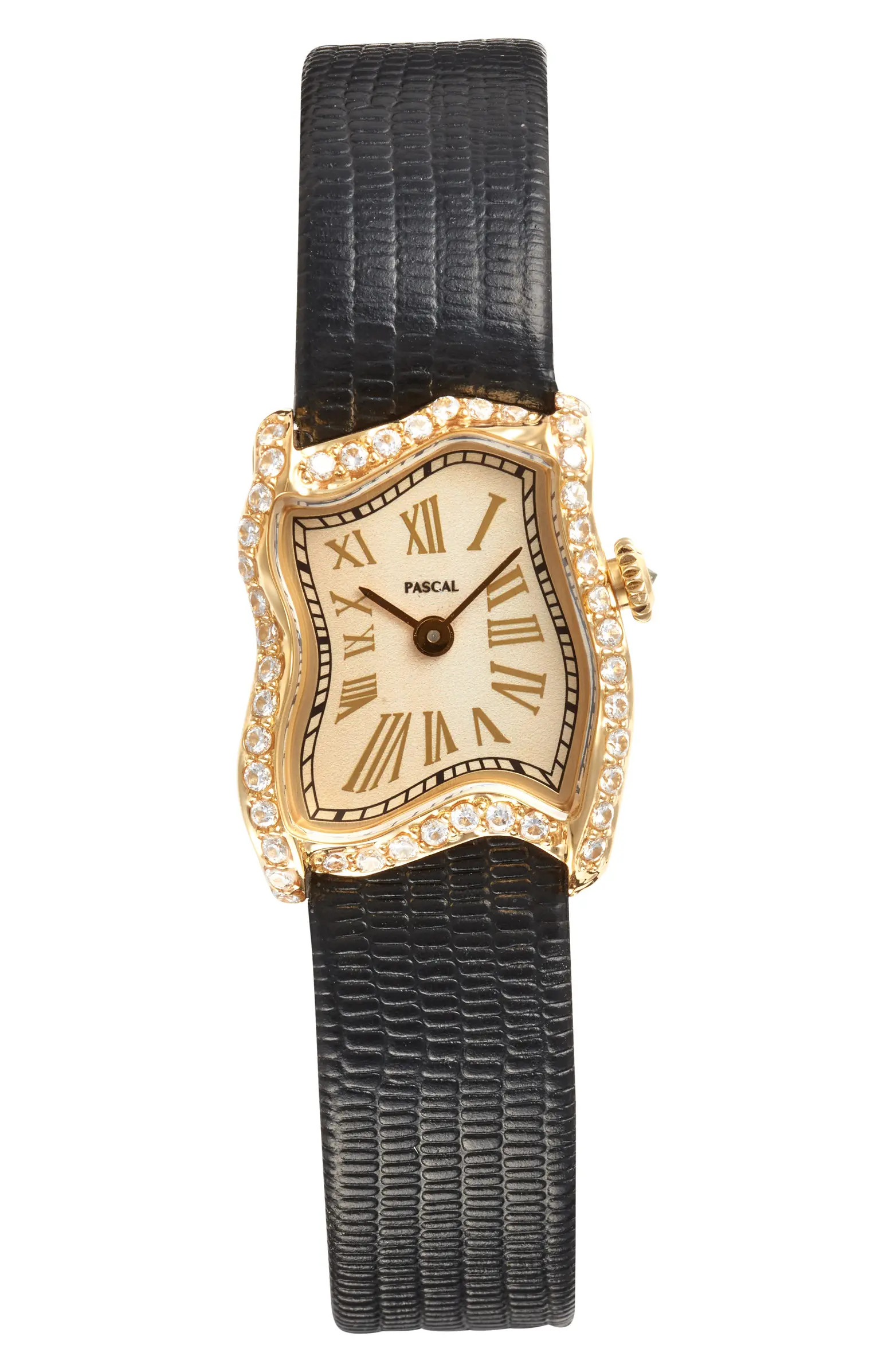 Mirage Lab Grown Diamond Leather Strap Watch, 22mm x 28mm | Nordstrom