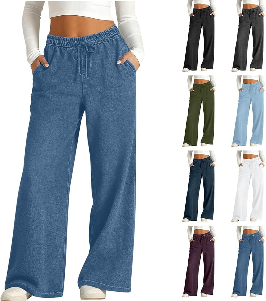 Sweatpants Jeans Women 2026 Trendy Baggy Wide Leg Pull On Stretchy Jeans High Elastic Waist Denim... | Amazon (US)
