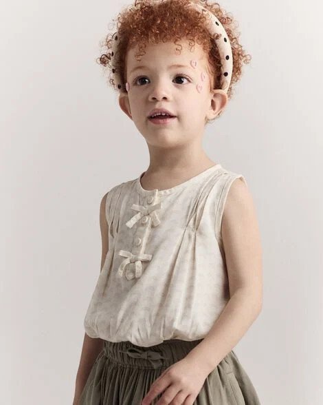 Otter Avenue Toddler Girls Girl Sleeveless Bow Top In Rainbow Print - Cream 18M Cream | Carter's Inc