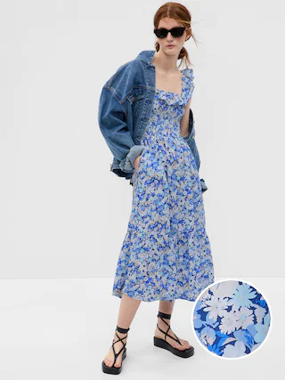 Ruffle Neck Midi Dress | Gap (US)