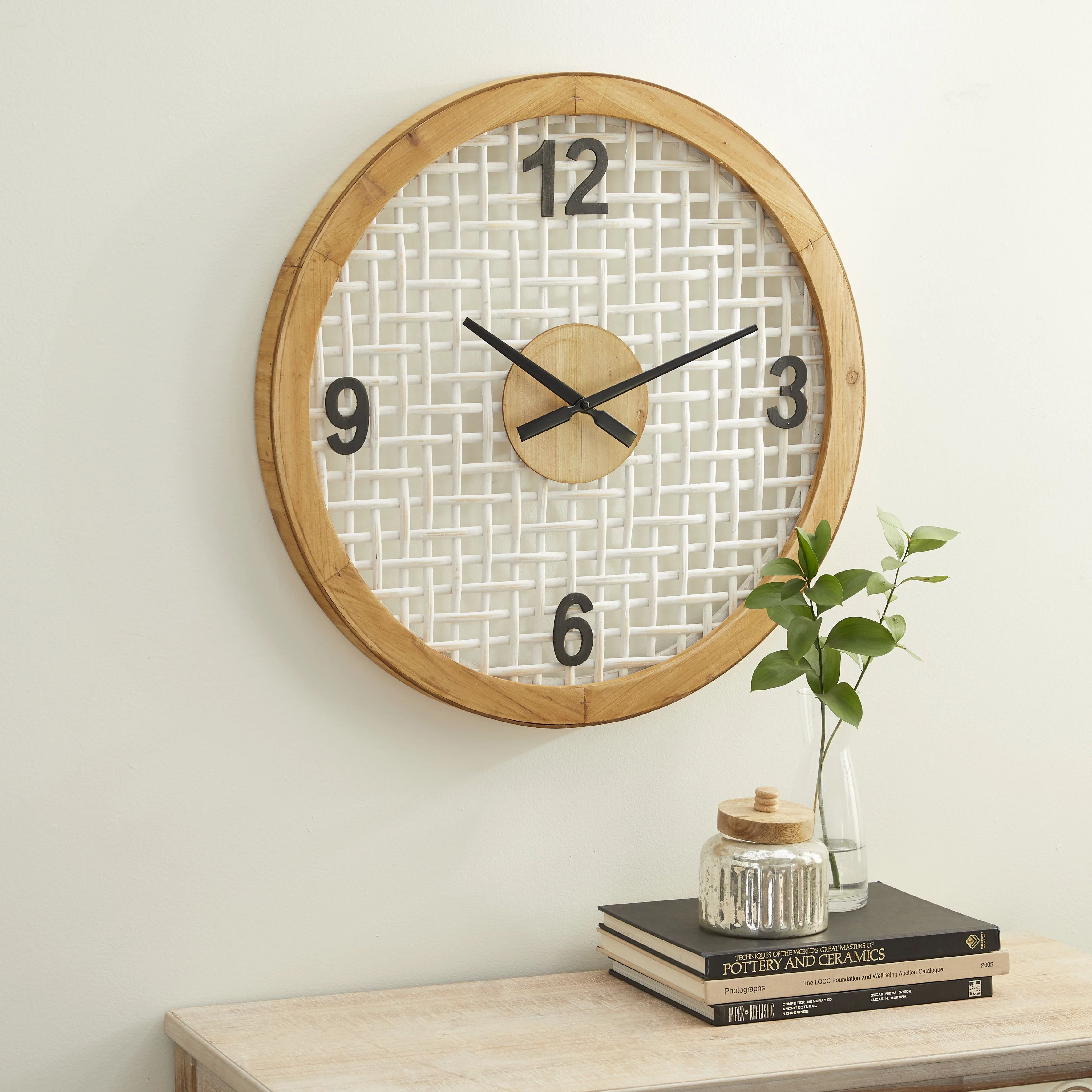 DecMode 24 x 24 In. Multi Colored Wood Natural Wall Clock - Walmart.com | Walmart (US)