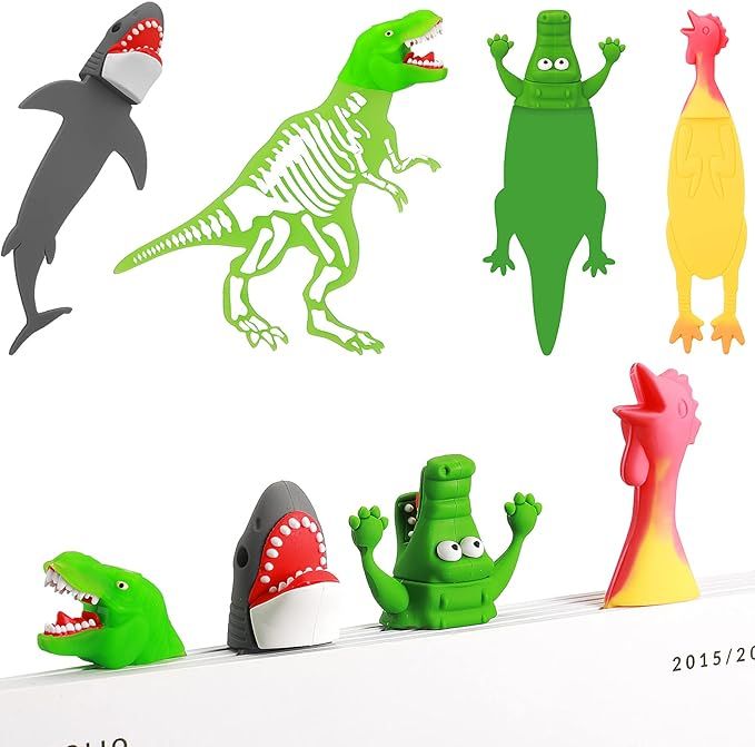 Luminous Dinosaur Bookmark Cool Shark Bookmark Animal Bookmarks for Kids Funny Boys Crocodile Boo... | Amazon (US)