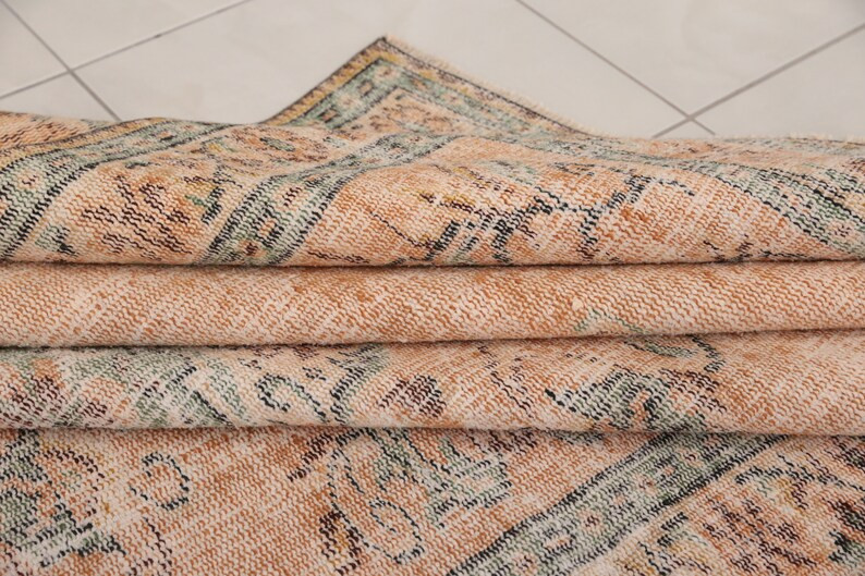 Bohemian Rug, Orange Oushak Rug, Retro Rug, Floral Rug, Handmade Turkish Rug, Dining Table Rug, P... | Etsy (US)