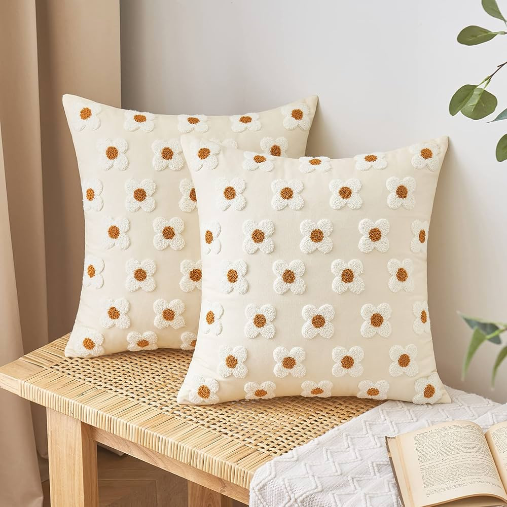EMEMA Decorative Throw Pillow Covers Sun Flower Jacquard Pillowcase Cushion Case Square for Couch... | Amazon (US)
