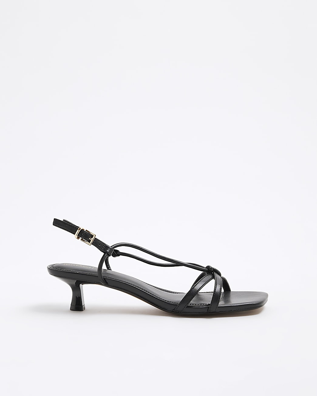 Black Kitten Heeled Strappy Sandals | River Island UK & IE