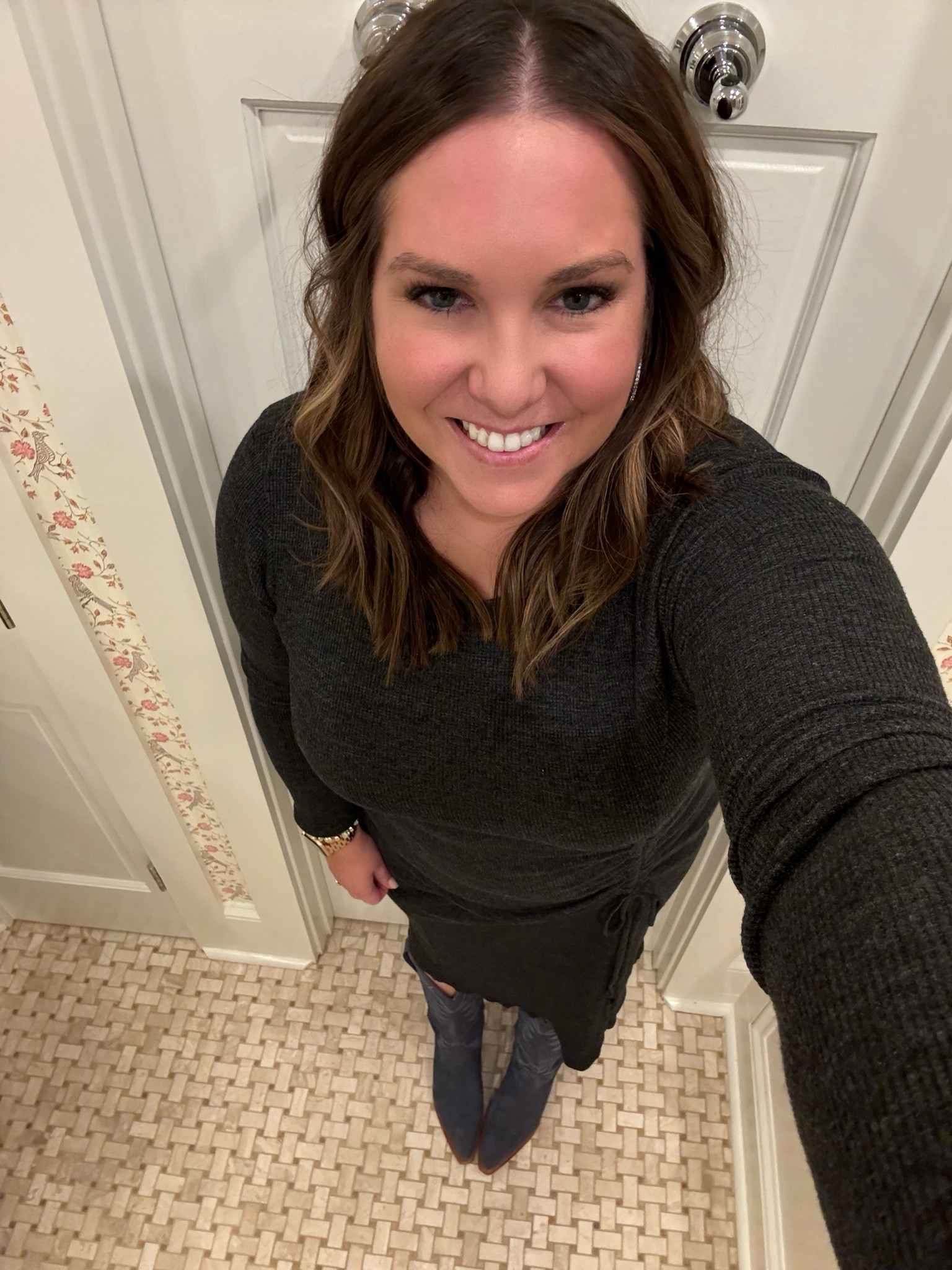 I did some shopping before this vacation for some gaps in my closet which consisted of nicer cold weather clothes. Between Covid and where we have been living I just did not have much to bring to TN that wasn’t super casual. I paired this new dress with my blue cowboy boots for a little Texas flair. This dress will be a staple in my closet this time of year. It’s so flatter and incredibly soft too  

#LTKstyletip #LTKtravel #LTKSeasonal