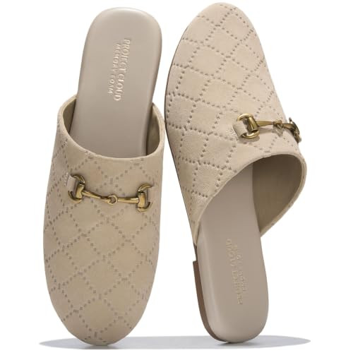 100% Genuine Leather Mules for Women - Stylish Womens Flats Sand Suede | Amazon (US)