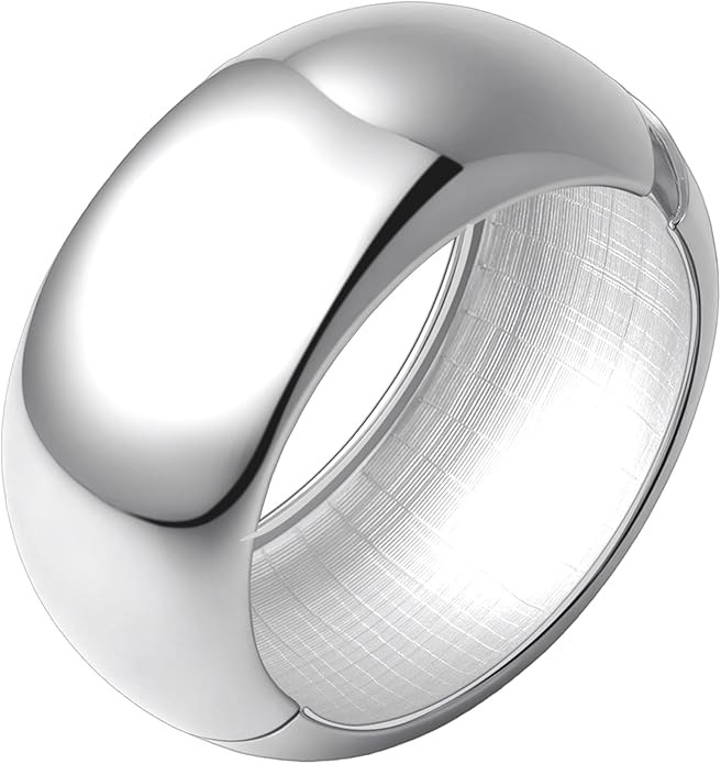 Gold/Silver Polished Chunky Bangle Bracelet for Women, Wide Twisted Cuff Hinged Bangle Waterdrop ... | Amazon (US)