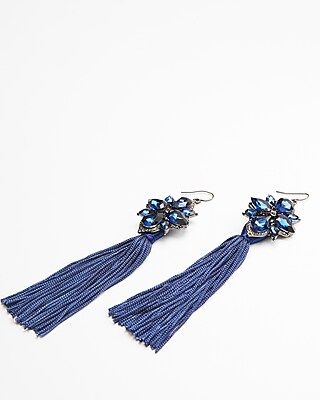 Express Womens Ornate Stone And Tassel Drop Earrings | Express