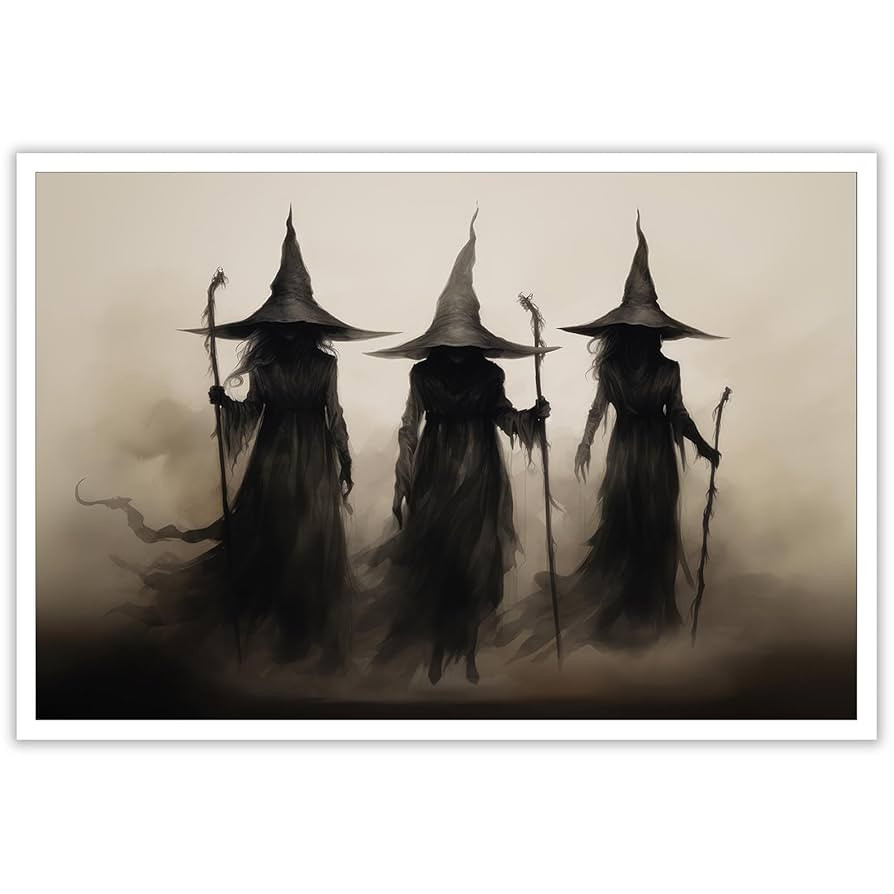 Vintage Halloween Three Witches Posters Witchy Canvas Prints Dark Academia Wall Art Goth Decor Ru... | Amazon (US)
