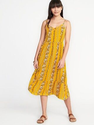 Old Navy Womens Fit & Flare Cami Midi Dress For Women Yellow Floral Size L | Old Navy US