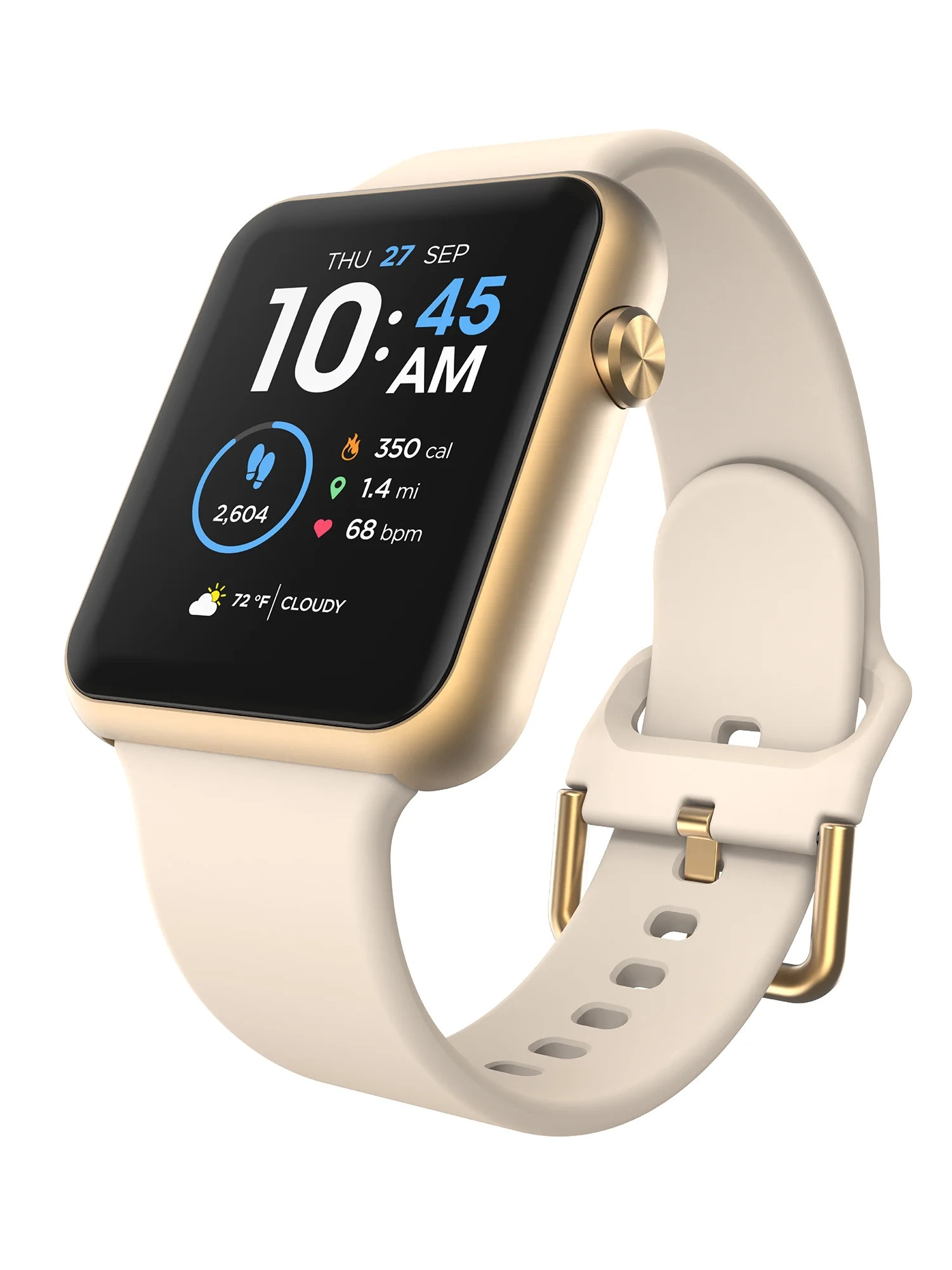 iTech Fusion 3 Unisex Adult Rectangular Smart Watch, Beige, Silicone Strap | Walmart (US)