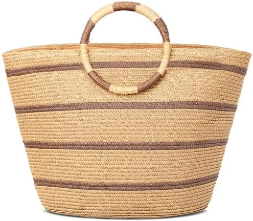 Beach Bags for Women Straw Tote Bag Summer Beach Bag Large Woven Straw Tote for Vacation Holiday | Amazon (US)