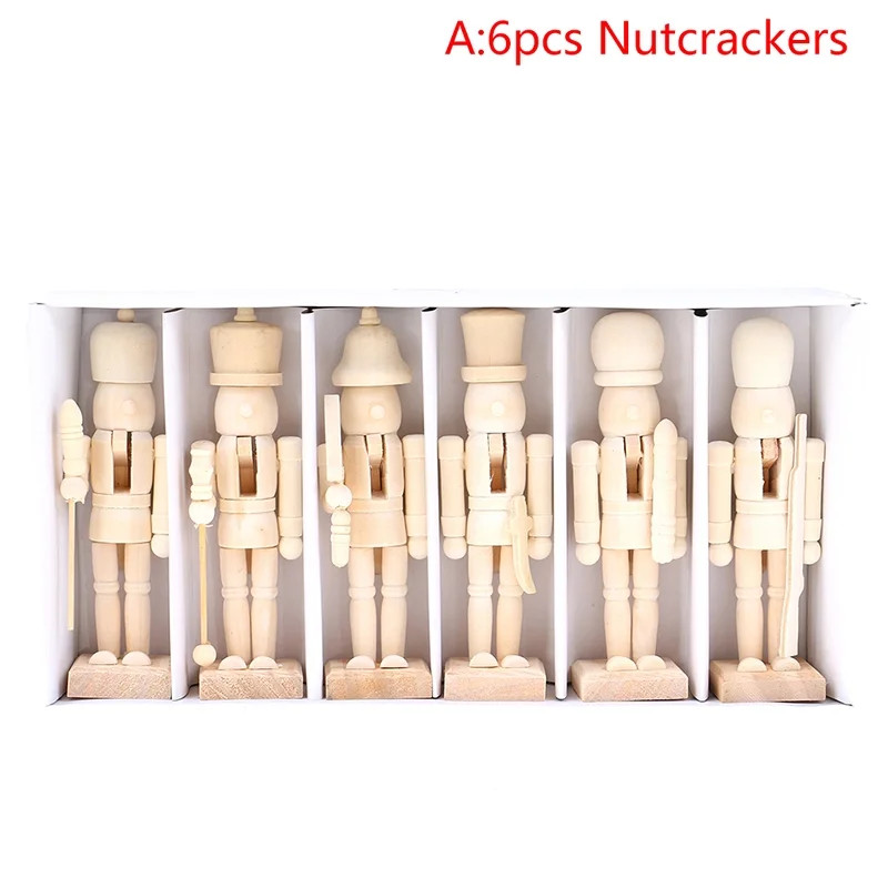 Buytra 6Pcs Wooden White Embryo Nutcracker Doll Soldier Mini Figurines DIY Ornaments - Walmart.co... | Walmart (US)