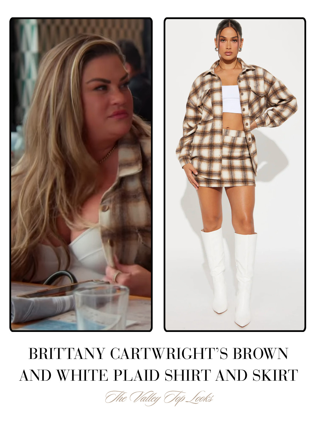 Brittany Cartwright's Brown Plaid Shirt and Skirt Set is Sold Out at FashionNova / Shop Similar 

 