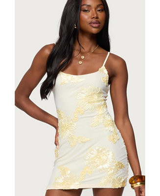 Edikted Women's Caya Embroidered Floral Mesh Mini Dress - Macy's | Macy's