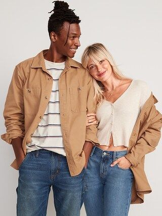 Oversized Cotton-Twill Gender-Neutral Overshirt for Adults | Old Navy (US)