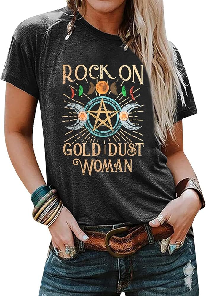 Vintage Rock Music T-Shirt Women Retro Graphic Concert Tees Tops Funny Letter Print Short Sleeve ... | Amazon (US)
