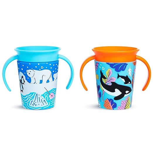 Munchkin Miracle 360 Wildlove Sippy Cup, 6 Oz, 2 Pack, Orca/Polar Bear | Amazon (US)