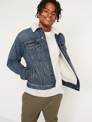 Sherpa-Lined Non-Stretch Jean Jacket for Men | Old Navy (US)